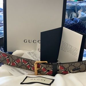 Mens Gucci Supreme Snake Double G Print Belt